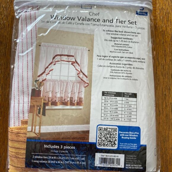1 package of "Chef Window Valance and Tier Set"  - New in original package - Picture 2 of 2
